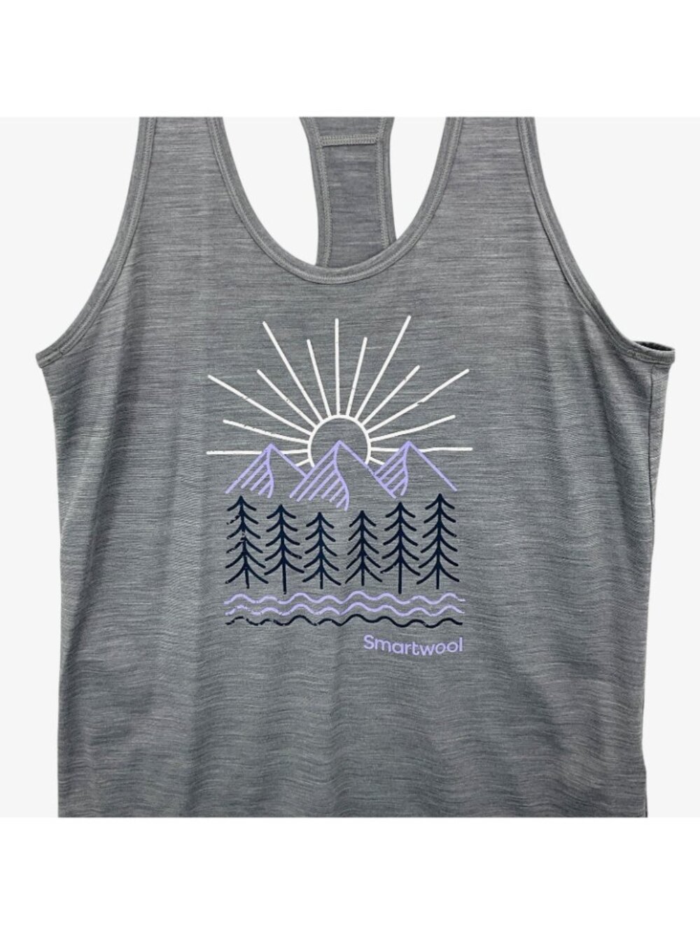 Smartwool Merino Sport 150 Mountain Morning Tank Top Women Medium Gray Racerback - Picture 2 of 10
